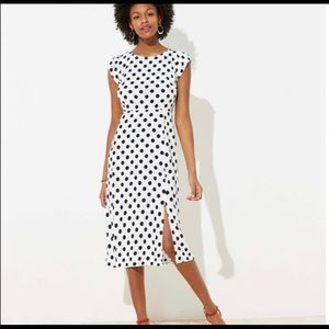 Loft back and white cap sleeve midi dress - NWT